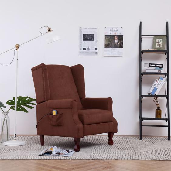 Fauteuil inclinable de massage Marron Tissu