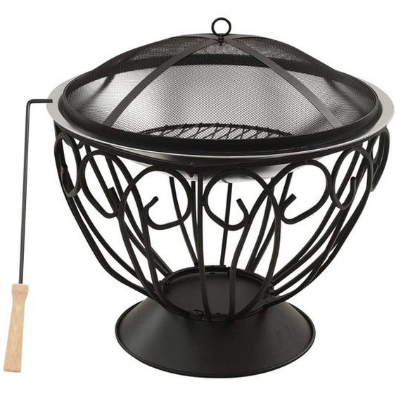 Foyer et barbecue avec tisonnier 2 en 1 59x59x60 cm Inox