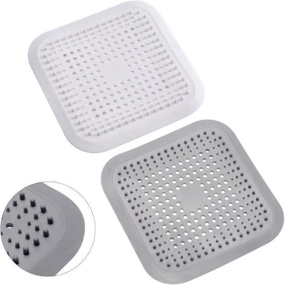2Pcs Silicone Attrape Cheveux Douche avec Ventouse, Protection de Drain Filtre Evier, Universel Filtre à Cheveux pour Salle de Bain