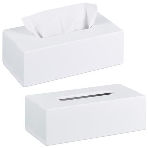 2x Boîtes à mouchoirs, Distributeurs lingettes salle de bains, cuisine, bois bambou, HLP : 7,5 x 24 x 12 cm, blanc