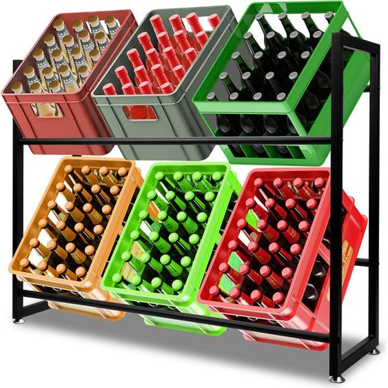 2x Étagère pour caisses de boissons Étagère pour caisses de bière Étagère pour caisses de boissons en métal 105x32x85cm