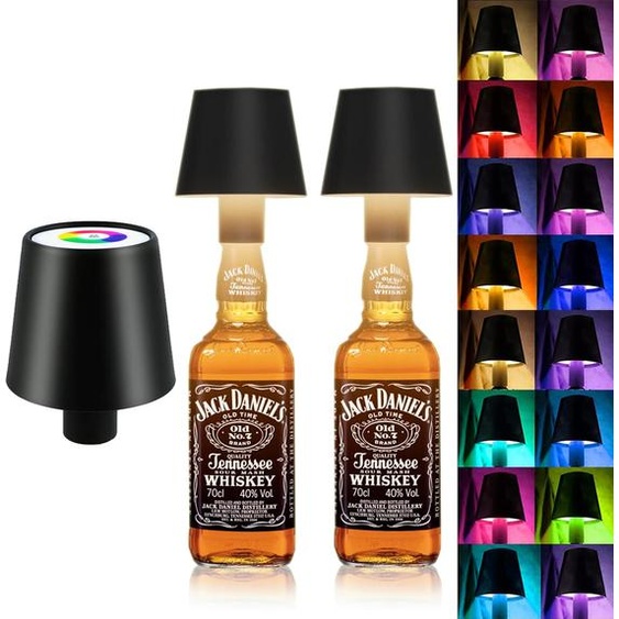 2x Led Lampe Bouteille Rechargeable, RGB Lampe Bouteille Touch Lampe de Table Avec Batterie Lampes Déco Pour Intérieur Extérieur Terrasse Patio Jardin Fête Bar Restaurant Salon Chambre Déco