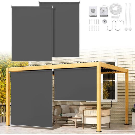 2X Store vertical enrouleur extérieur pour terrasse ou balcon Paravent rétractable Protection solaire 180x240CM Anthracite - Swanew