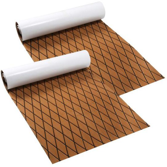 2X Tapis de pont EVA Tapis de bateau en mousse Feuille de pont en teck Faux bateau 190x70cm Marron TAPIS DE PROTECTION DE SOL