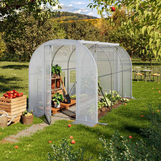 2x3m Serre tunnel, Bâche PE, blanc - (8995)