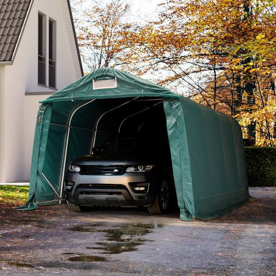 3,3x4,8 m, Tente garage, PVC 800, H. 2,1 m, vert foncé, avec statique (type de sol : terre) - (58315)