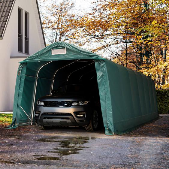3,3x8,4 m, Tente garage, PVC 800, H. 2,1 m, vert foncé, avec statique (type de sol : béton) - (49685)