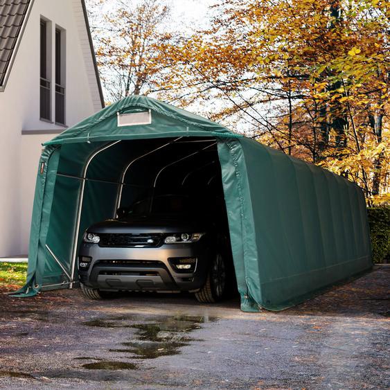 3,3x9,6 m, Tente garage, PVC 800, H. 2,1 m, vert foncé, avec statique (type de sol : terre) - (58314)