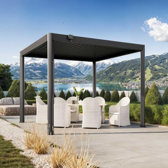 3,5x3m Pergola anthracite, lames en anthracite orientables - (GFPV01119)