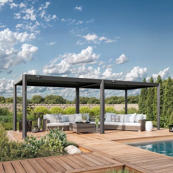 3,5x7m Pergola anthracite, lames en anthracite orientables - (GFPV01122)