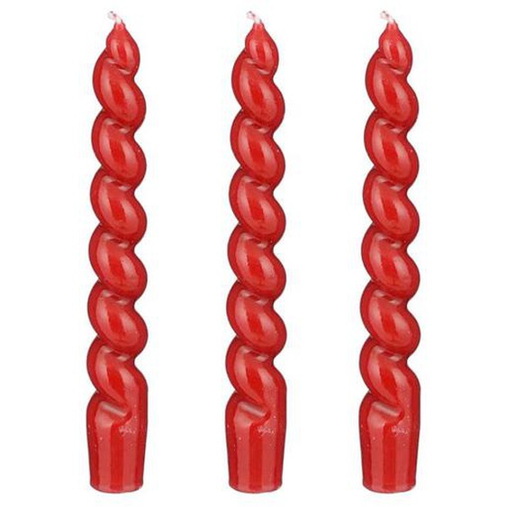 3 bougies twist rouges 18,5cm
