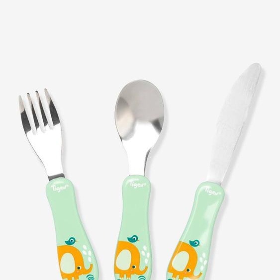 3 couverts inox enfant vert
