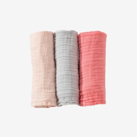 3 Langes Mousseline De Coton Rose
