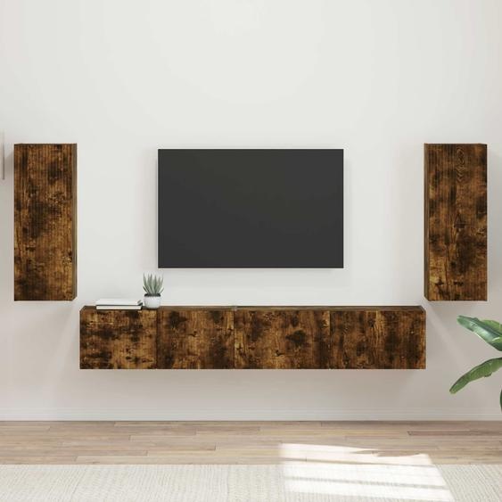 Ensemble meuble TV 4 pcs Chêne fumé Bois dingénierie