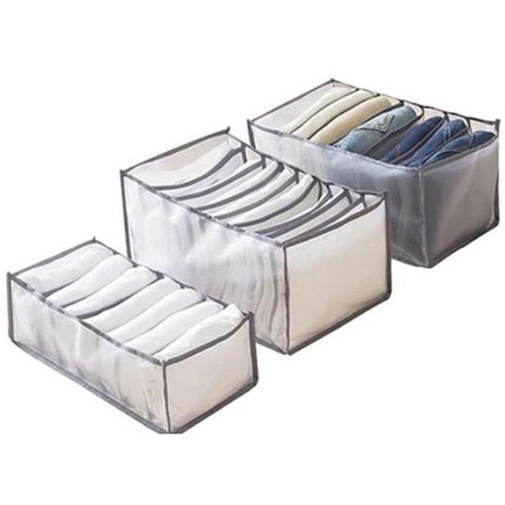 3 pièces de boîtes de rangement pour vêtements, sacs de rangement pour vêtements, organisateurs, tiroirs de vêtements, gris