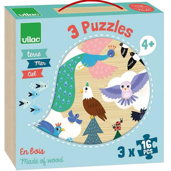 3 Puzzles Terre Mer Ciel Bleu