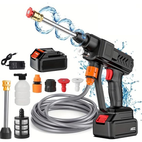 30 bar Nettoyeur haute pression à accu, brun, électrique, 20.000 mAh, compatible avec Makita 18V, 1 accu inclus