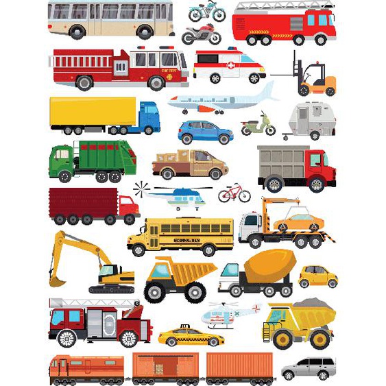 30 stickers voitures, camions, avions ...