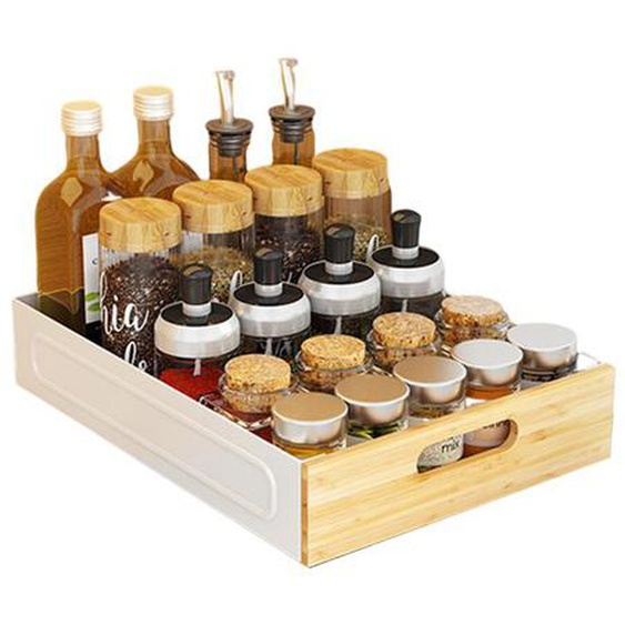 30cm ORGANISATEUR DE TIROIR- Tiroir de cuisine- étagère fond glisse étagères de rangement pour cuisine salle de bains - blanc