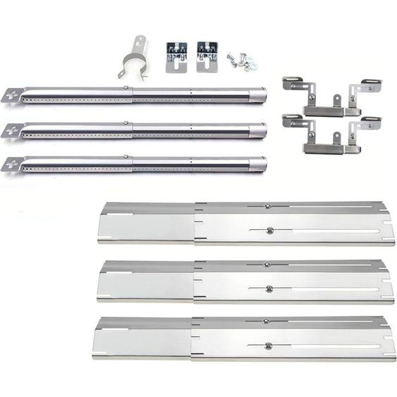 31-44CM Brûleur, 30-53CM Plaque de diffuseur de Chaleur et Tube croisés pour Brinkmann 3 brûleur, Landmann, Taino, Campingaz, universel réglable kit