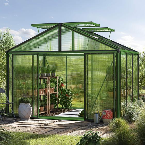 311 x 235 cm Serre de jardin, revêtement par poudre vert, incl. kit daccessoires Pro 2 - (GFPV00211)
