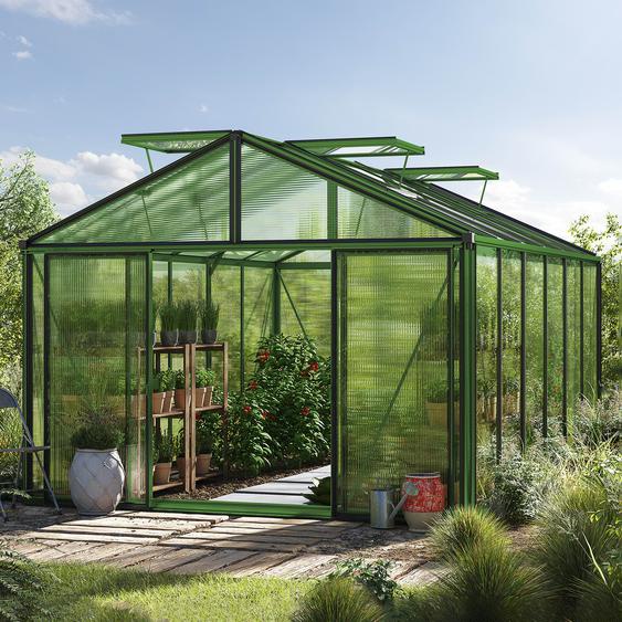 311 x 460 cm Serre de jardin, revêtement par poudre vert, incl. kit daccessoires Pro 2 - (GFPV00229)