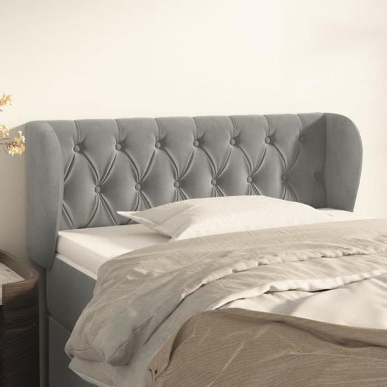 3117522  vidaXL Tête de lit avec oreilles Gris clair 103x23x78-88 cm Velours