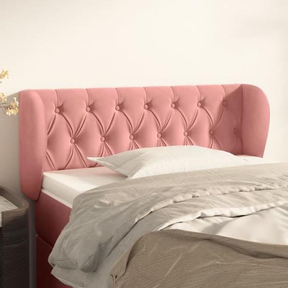 3117527  vidaXL Tête de lit avec oreilles Rose 103x23x78-88 cm Velours