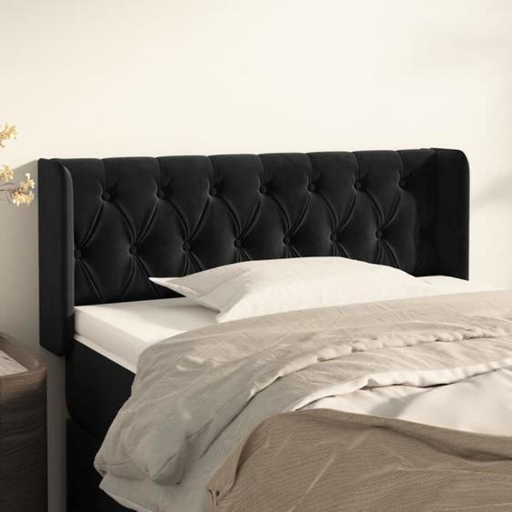 3119148  vidaXL Tête de lit avec oreilles Noir 103x16x78-88 cm Velours