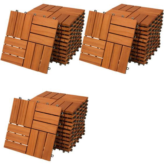 33x Dalles de terrasse en bois dacacia 3m² Dalle clipsable 30x30cm Revêtement de sol extérieur terrasse jardin