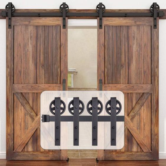 Petites Ecrevisses - 355cm Kit de Quincaillerie Porte Coulissante Rail de Porte Coulissante pour Grange Garage Chambre Double Porte Charge 150kg