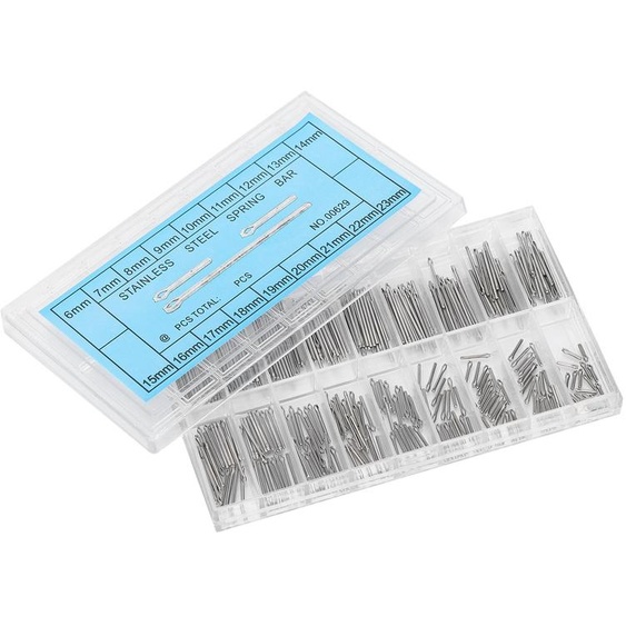 360 pièces : tiges pour montres, bracelets en acier inoxydable, entretoises, ressorts, kit de réparation de 6 à 23 mm