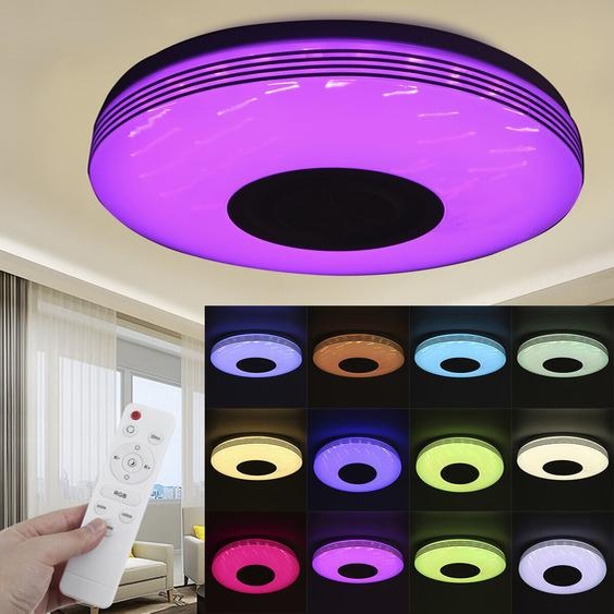 36CM Bluetooth WiFi LED Plafonnier RGB Musique Haut-parleur Lampe à intensité variable APP Télécommande