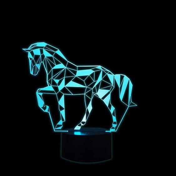 3D Lampe Illusion Optique LED, Lampe 3d Cheval 7 Couleurs Changeantes Lampe de Chevet Tactile Chambre Déco Lampe Cheval