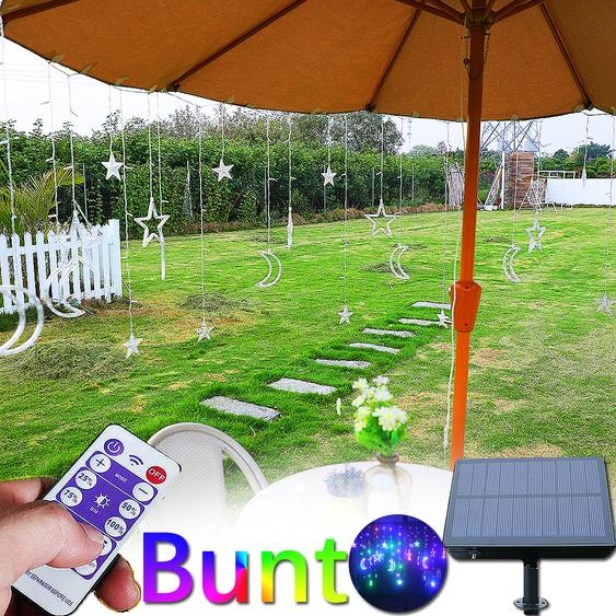 3M Chaîne lumineuse solaire extérieure LED Lunes Rideau de lumière Rideau détoiles étanche Outdoor Intérieur Décoration, Coloré