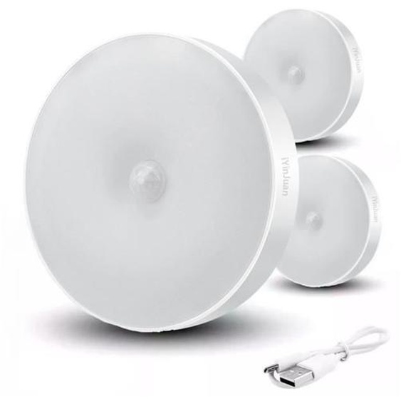 3Pack lampe detecteur de mouvement interieur, éclairage de Placard, Veilleuse à Piles, Lampe Murale Sans fil pour Escalier, Couloir