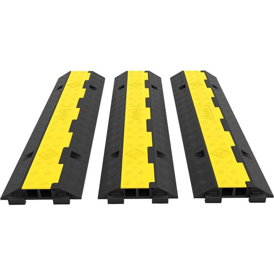 3PCS 101x24,5x5 cm Rampes Protection Cable 2 Canaux 5 t Passage Cables Protecteur pvc Caoutchouc Capacite de Charge 4989 kg Canal 3,2x3,1 cm pour