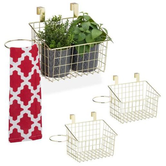 3x Panier suspension en métal doré - 4052025403027