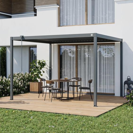 3x3,5m Pergola anthracite, lames en anthracite orientables - (GFPV01109)