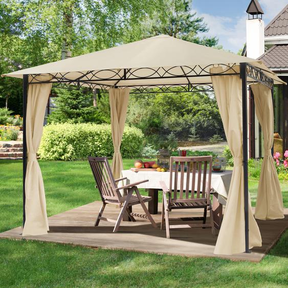 3x3 m Tonnelle de jardin, acier, toit souple, champagne - (300109)
