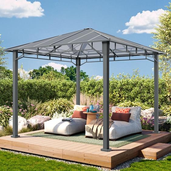 3x3 m Tonnelle de jardin, Aluminium, toit rigide - (300681)