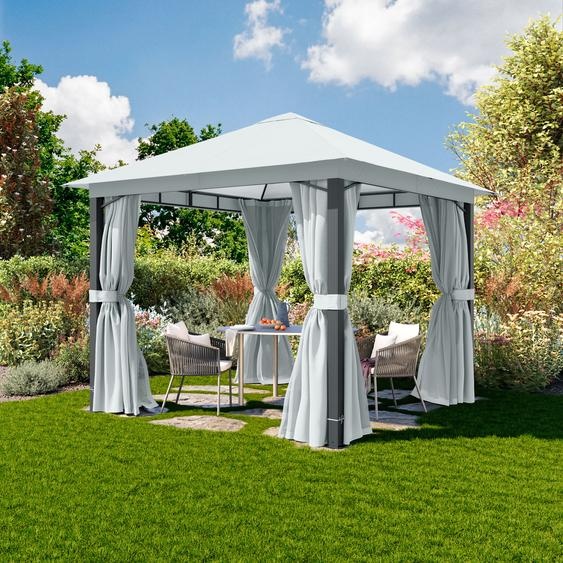 3x3 m Tonnelle de jardin, Aluminium, toit souple, gris perle - (300670)
