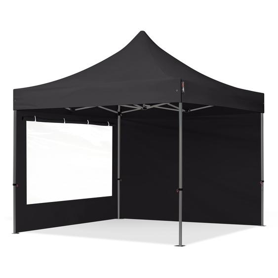 3x3 m Tonnelle pliante Acier, PES 750, côtés panoramiques, noir - (600002)