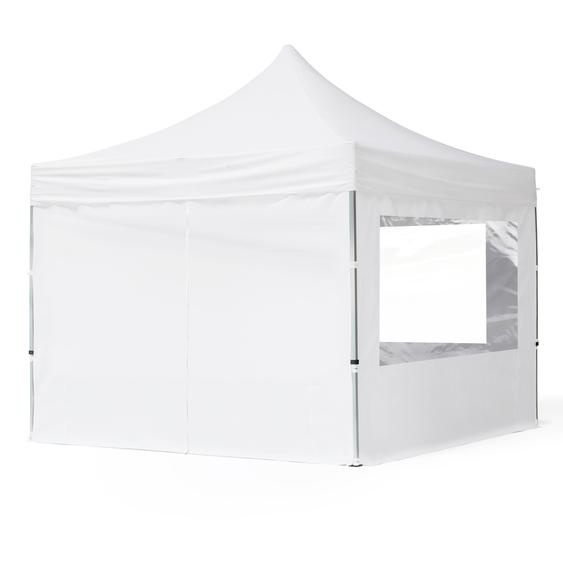 3x3 m Tonnelle pliante Alu, PES 700, côtés panoramiques, blanc - (59018)