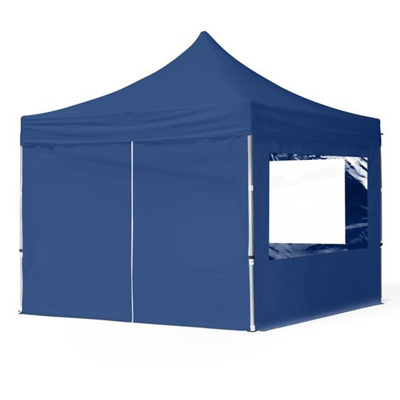 3x3 m Tonnelle pliante Alu, PES 700, côtés panoramiques, bleu foncé - (59001)