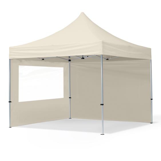 3x3 m Tonnelle pliante Alu, PES 700, côtés panoramiques, crème - (59003)