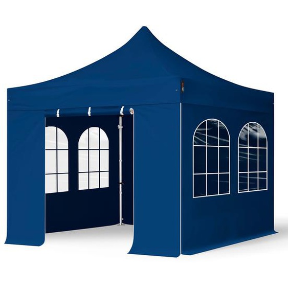 3x3 m Tonnelle pliante Alu, PES 800, côtés avec fenêtres, bleu - (600154)