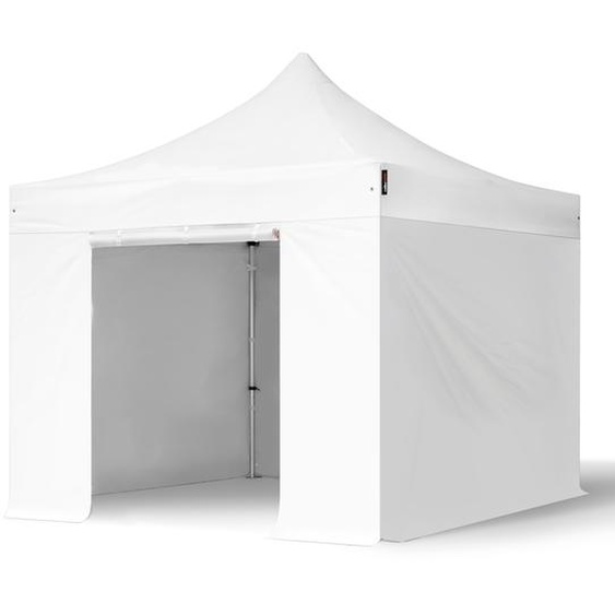 3x3 m Tonnelle pliante Alu, PVC 850, côtés sans fenêtre, blanc - (578686)