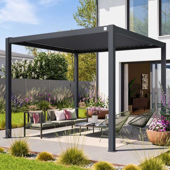 3x3m Pergola anthracite, lames en anthracite orientables - (400122)