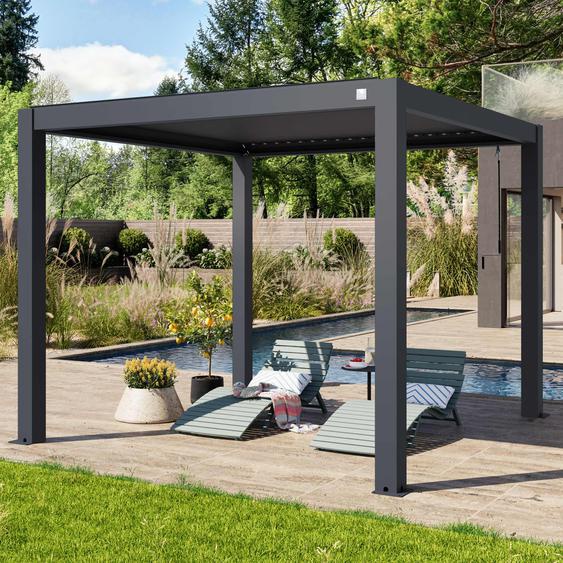 3x3m Pergola anthracite, lames en anthracite orientables - (400125)
